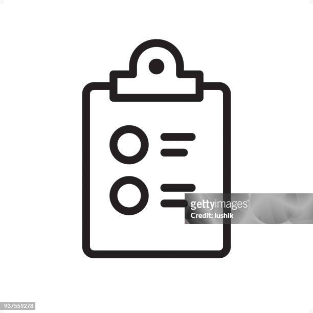 checklist on clipboard - outline icon - pixel perfect - tick list stock illustrations