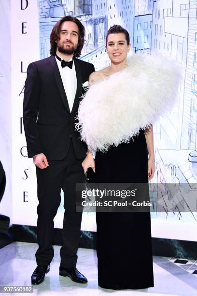 Dimitri Rassam and Charlotte Casiraghi arrive at the Rose Ball 2018 To Benefit The Princess Grace Foundation at Sporting Monte-Carlo on March 24,...