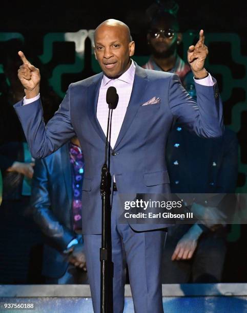 Donnie McClurkin speaks during the 33rd annual Stellar Gospel Music Awards at the Orleans Arena on March 24, 2018 in Las Vegas, Nevada.