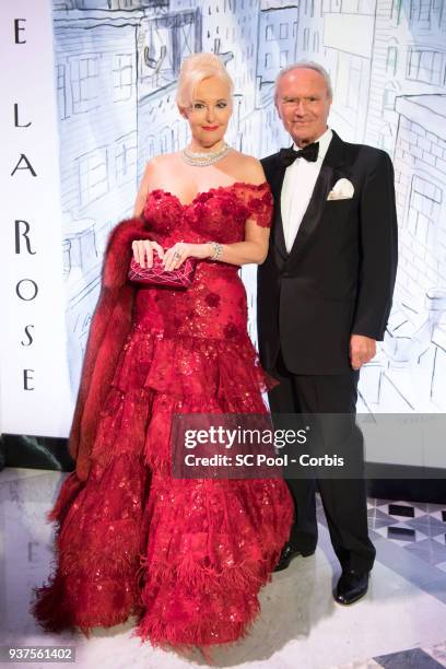 Roberta Gilardi and Donato Sestito arrive at the Rose Ball 2018 To Benefit The Princess Grace Foundation at Sporting Monte-Carlo on March 24, 2018 in...