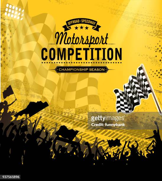 ilustraciones, imágenes clip art, dibujos animados e iconos de stock de competencia de automovilismo - checkered flag