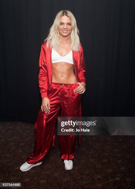 Louisa Johnson pose backstage at G-A-Y on March 24, 2018 in London, England.