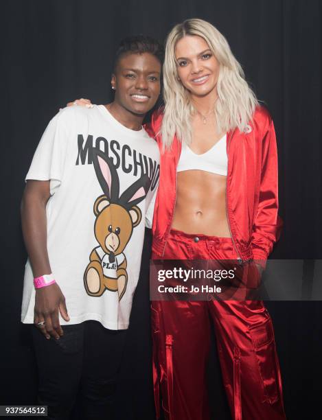 Nicola Adams and Louisa Johnson pose backstage at G-A-Y on March 24, 2018 in London, England.