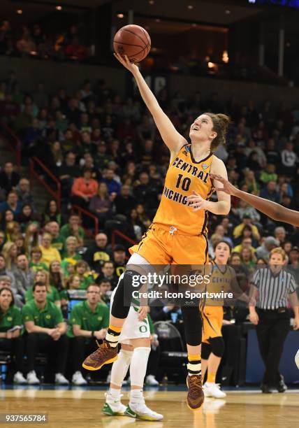 Central Michigan guard Cassie Breen goes up for a layup during a Division I Women's Championship, Third Round game between the Central Michigan...