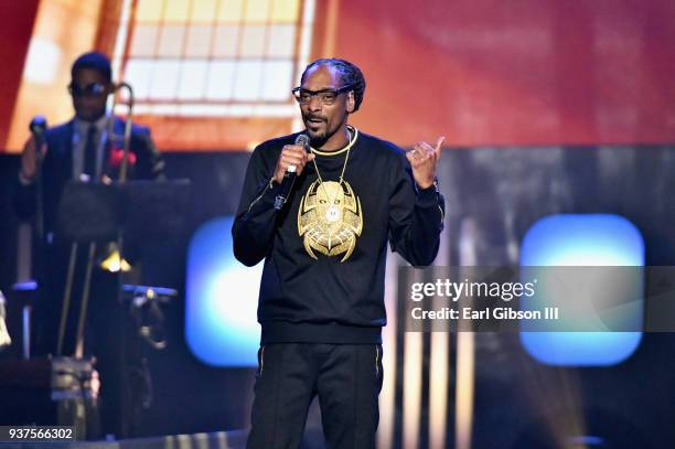 Snoop Dogg performs during the 33rd annual Stellar Gospel Music Awards at the Orleans Arena on March 24, 2018 in Las Vegas, Nevada.