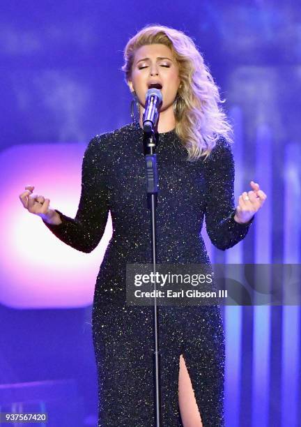 Tori Kelly performs during the 33rd annual Stellar Gospel Music Awards at the Orleans Arena on March 24, 2018 in Las Vegas, Nevada.