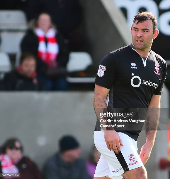 Lincoln City's Matt Rhead during the Sky Bet League Two match between Morecambe and Lincoln City at Globe Arena on March 24, 2018 in Morecambe,...