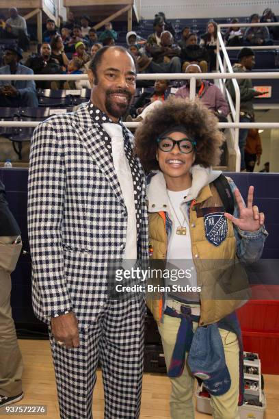 Reesa Renee and Walt "Clyde" Frazier attend Master P's Global Mixed Gender Basketball League Diabetes Health Initiative Game at Howard University...