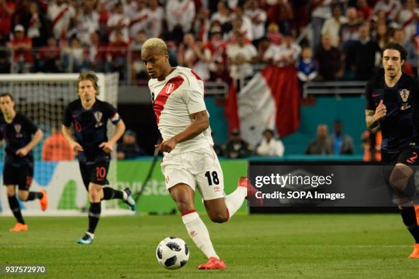 André Carrillo, author of the first goal for the team of Peru against Croatia in the friendly game played in the city of Miami. The Croatian national...