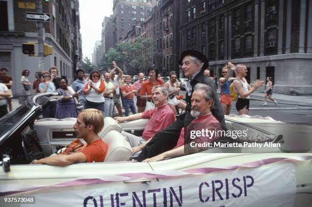 New York, New York, USA English author Quentin Crisp , with the Church of the Beloved Disciple's Father John Darcy Noble and Bishop Robert Clement,...