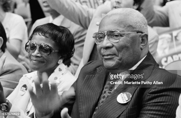 New York, New York, USA - July 12 to July 15, 1976: Georgia State Representative Mildred Glover and Rev. Dr. Martin Luther King Sr. Sit in the crowd...