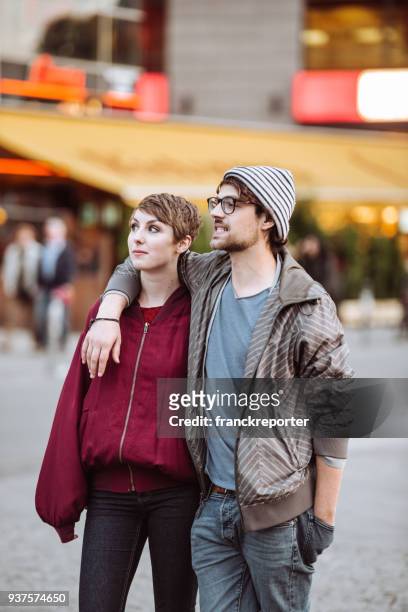 hipster couple walking together in berlin
