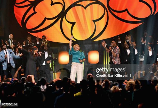 Canton Jones, Isabel Davis, Lisa Page Brooks, and Deitrick Haddon perform during the 33rd annual Stellar Gospel Music Awards at the Orleans Arena on...