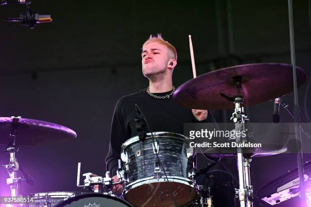 Drummer Ryan Winnen of the band COIN performs onstage during The Pacific Sounds Music Festival at Pepperdine University on March 24, 2018 in Malibu,...