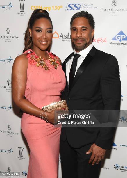 Personality Kenya Moore and Marc Daly attend Carrie Steele-Pitts Home 130th Anniversary Gala at Four Seasons Hotel on March 24, 2018 in Atlanta,...