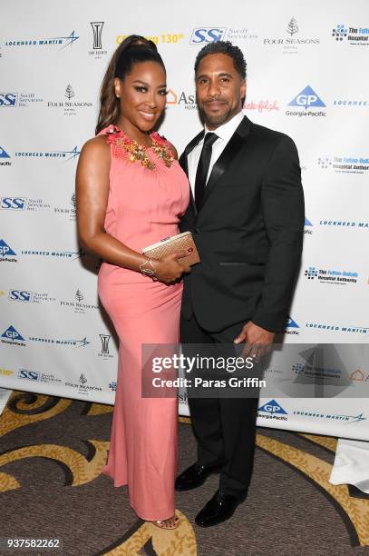 Personality Kenya Moore and Marc Daly attend Carrie Steele-Pitts Home 130th Anniversary Gala at Four Seasons Hotel on March 24, 2018 in Atlanta,...