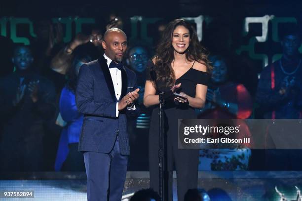 Kenny Lattimore and Merle Dandridge speak during the 33rd annual Stellar Gospel Music Awards at the Orleans Arena on March 24, 2018 in Las Vegas,...