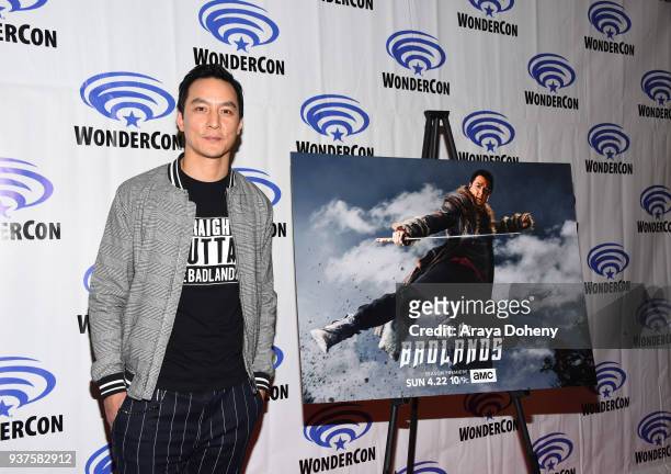 Daniel Wu attends the "Into the Badlands" press conference at WonderCon 2018 - Day 2 at Anaheim Convention Center on March 24, 2018 in Anaheim,...