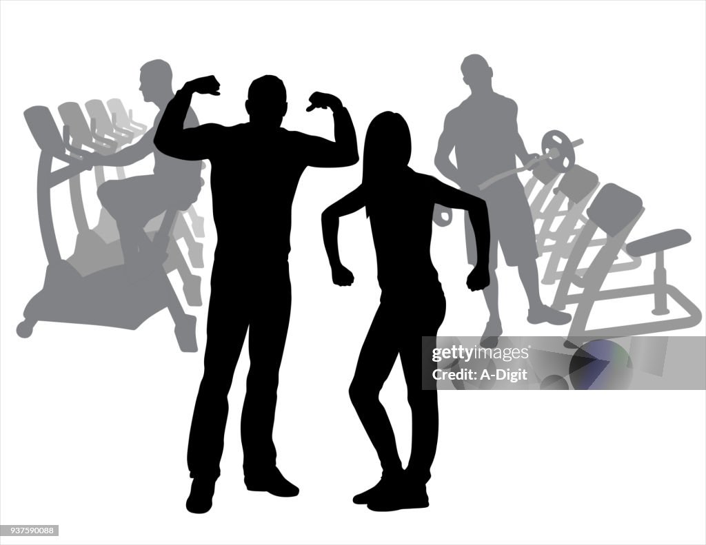 Gym Couple Acting Funny High-Res Vector Graphic - Getty Images