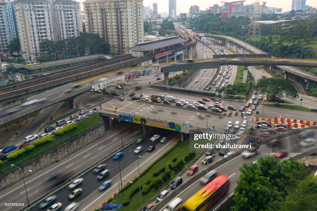 KUALA LUMPUR, MALAYSIA - 23th MARCH 2018; Heavy traffic on Federal Highway in Kuala Lumpur, Malaysia.