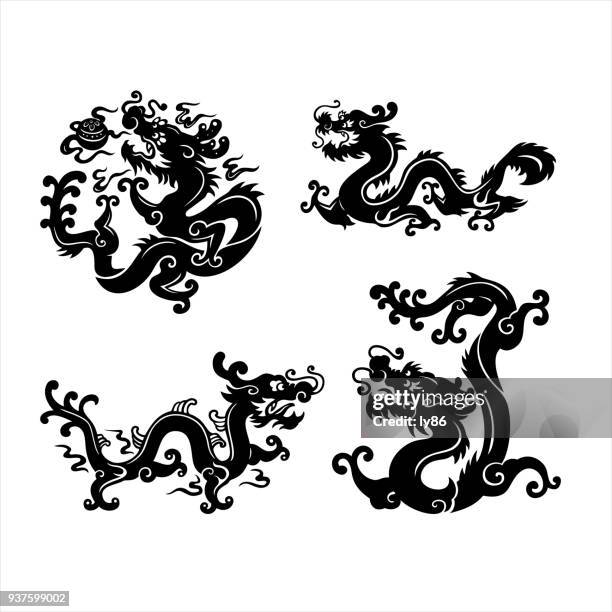 dragon - tattoo vector stock illustrations