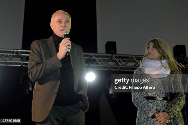 The chairman of Torino Outlet Village Antonio Percassi and Anna Resina, head of management of Arcus real estate during the First Turin Outlet Village...