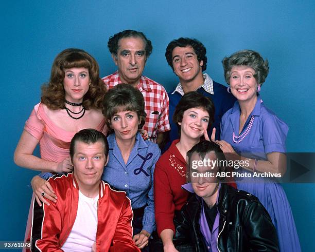 Season 2 - Gallery - 10/19/76, Back row, left: Carole Ita White, Phil Foster, Eddie Mecca, Betty Garrett; middle row: Penny Marshall, Cindy Williams;...