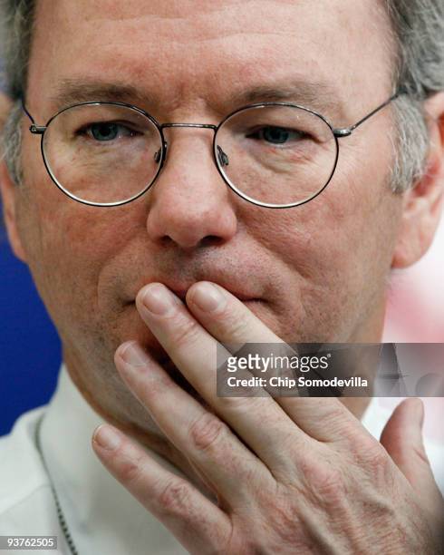 Google Chairman and CEO Eric Schmidt participates in the Obama administration's Jobs and Economic Growth Forum in the Eisenhower Executive Office...