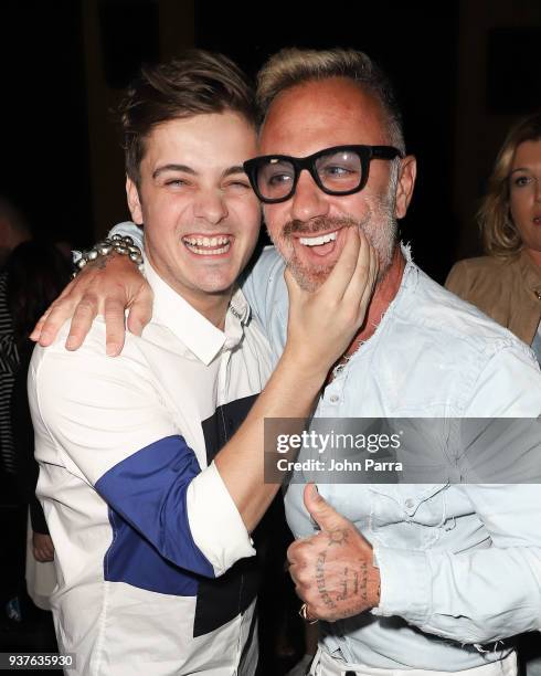 Martin Garrix and Gianluca Vacchi are seen at 'What We Started' Miami Premiere on March 22, 2018 in Miami, Florida.