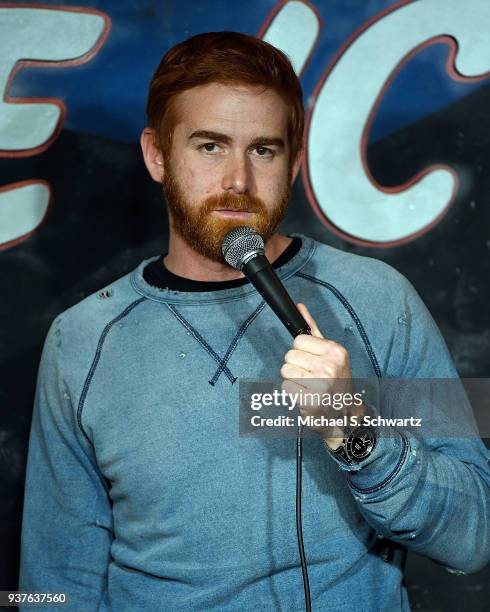 Comedian Andrew Santino performs during his appearance at The Ice House Comedy Club on March 24, 2018 in Pasadena, California.