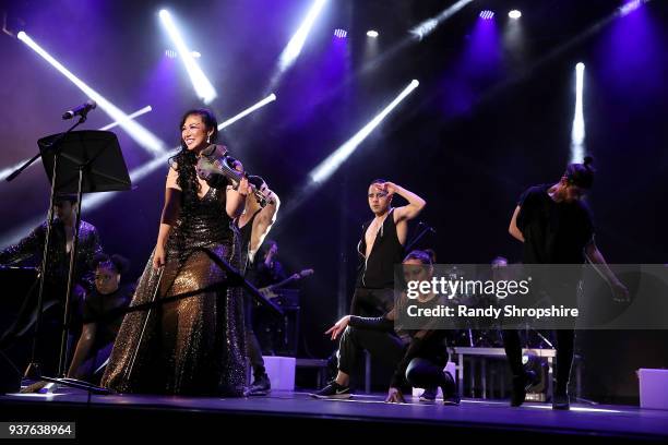 Musician Maki Hsieh performs on stage during Maki presents New Moon on March 24, 2018 in Arcadia, California.