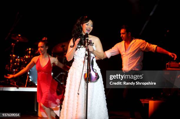 Musician Maki Hsieh performs on stage during Maki presents New Moon on March 24, 2018 in Arcadia, California.