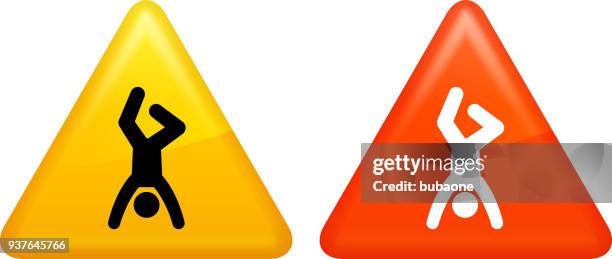 man up side down icon - handstand stock illustrations