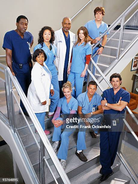 Isaiah Washington as "Dr. Preston Burke," Chandra Wilson as "Miranda Bailey," Sandra Oh as "Cristina Yang," James Pickens, Jr. As "Dr. Richard...