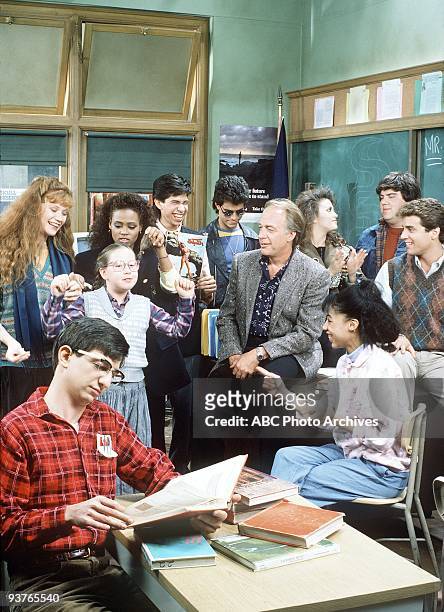 Gallery - 9/17/86, Pictured, from left: Khrystyne Haje , Dan Frischman , Tannis Vallely , Robin Givens , Jory Husain , Brian Robbins , Howard...