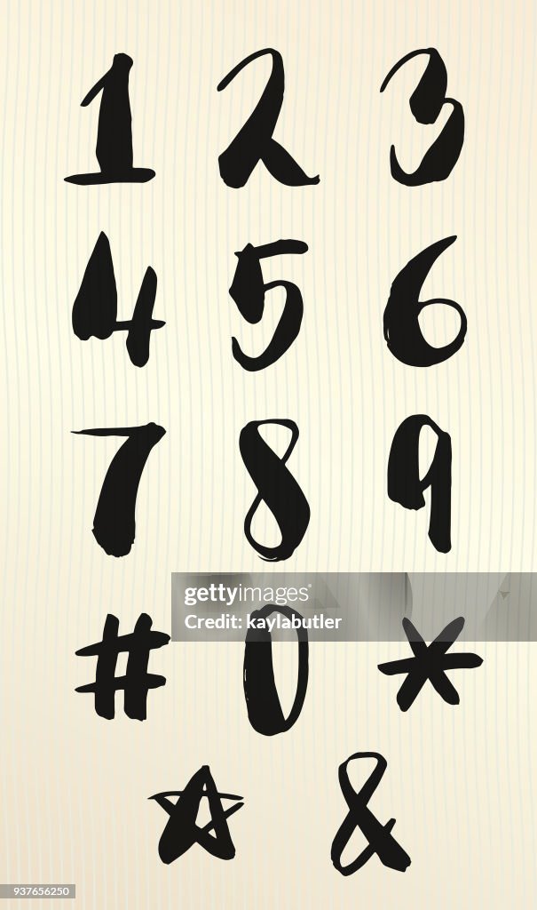 Numeric Lettering Brush Lettering Numbers And Symbols High-Res Vector Graphic - Getty Images