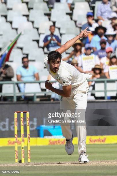 Mitchell Starc from Australia during day 4 of the 3rd Sunfoil Test match between South Africa and Australia at PPC Newlands on March 25, 2018 in Cape...