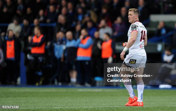 Ulster Rugbys Craig Gilroy during the Guinness PRO14 Round 18 match between Cardiff Blues and Ulster Rugby on March 24, 2018 in Cardiff, Wales.