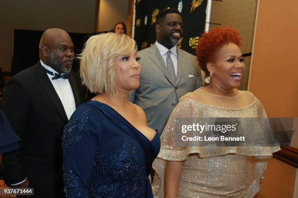 David Mann, Erica Atkins, Warryn Campbell and Tina Atkins visits the Press Room at the 33rd annual Stellar Gospel Music Awards at the Orleans Arena...