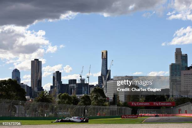 Lance Stroll of Canada driving the Williams Martini Racing FW41 Mercedes on track during the Australian Formula One Grand Prix at Albert Park on...