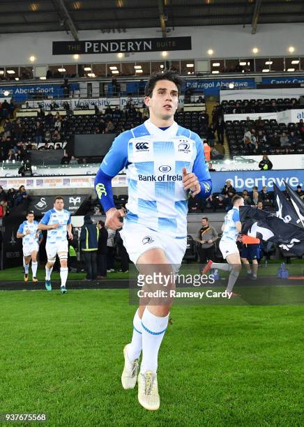 Swansea , United Kingdom - 24 March 2018; Joey Carbery of Leinster ahead of the Guinness PRO14 Round 18 match between Ospreys and Leinster at the...