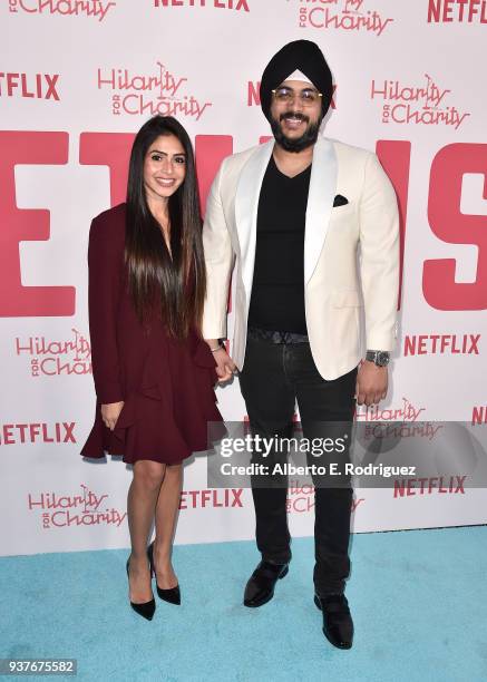 Payal Kadakia Pujji and Nick Pujji attend the 6th Annual Hilarity For Charity at The Hollywood Palladium on March 24, 2018 in Los Angeles, California.