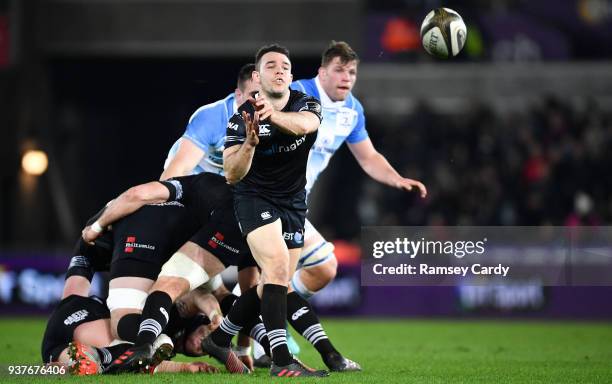 Swansea , United Kingdom - 24 March 2018; Tom Habberfield of Ospreys during the Guinness PRO14 Round 18 match between Ospreys and Leinster at the...