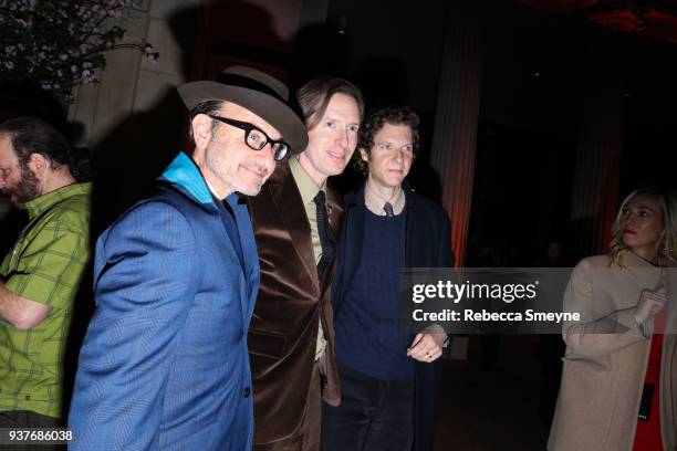 Fisher Stevens, Wes Anderson, and Jake Paltrow attend the reception after the New York premiere of Wes Anderson's Isle of Dogs at the Metropolitan...