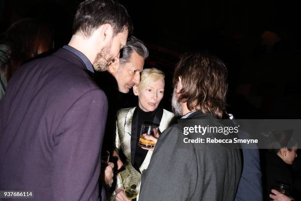 Jeff Goldblum and Tilda Swinton attend the reception after the New York premiere of Wes Anderson's Isle of Dogs at the Metropolitan Museum of Art on...
