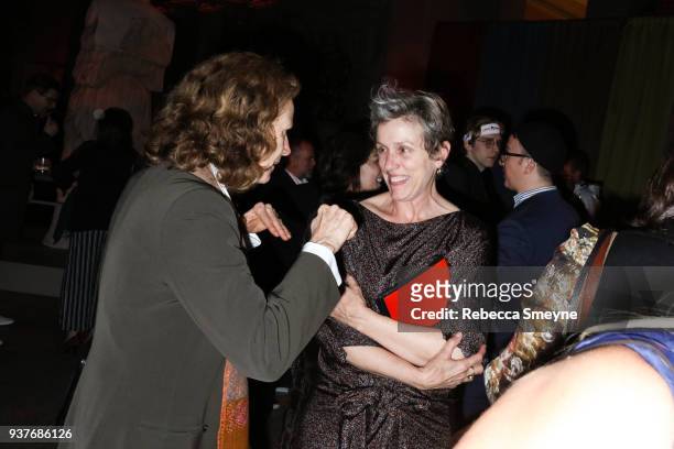 Frances McDormand attends the reception after the New York premiere of Wes Anderson's Isle of Dogs at the Metropolitan Museum of Art on March 20,...
