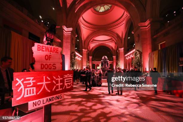 Overall scene at the reception after the New York premiere of Wes Anderson's Isle of Dogs at the Metropolitan Museum of Art on March 20, 2018 in New...