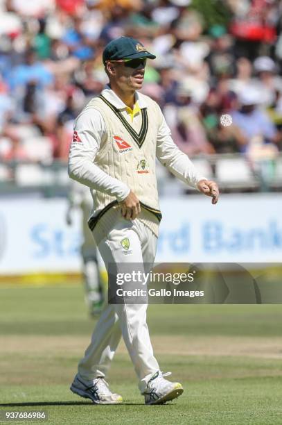 David Warner from Australia during day 4 of the 3rd Sunfoil Test match between South Africa and Australia at PPC Newlands on March 25, 2018 in Cape...