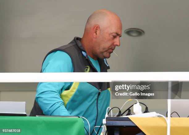 Darren Lehman from Australia during day 4 of the 3rd Sunfoil Test match between South Africa and Australia at PPC Newlands on March 25, 2018 in Cape...