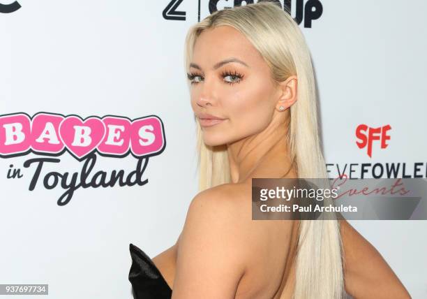 Model Lindsey Pelas attends the 4th annual 'Babes In Toyland' Pet Gala benefiting 'Operation Blankets Of Love' at Avalon on March 21, 2018 in...
